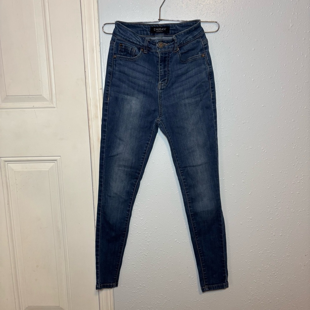 Enjean Dark Wash High-Rise Skinny Jeans - Blue